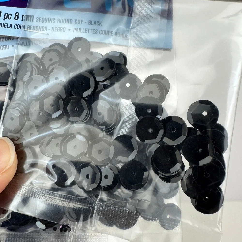 Darice‎ Black Sequins Round Cup 200 pc each 8mm 6 Packs Art Crafting Supply